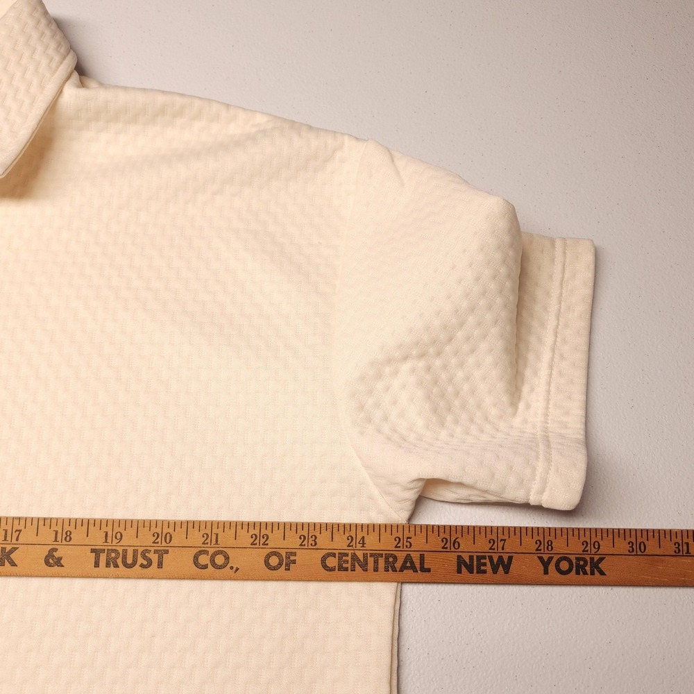 SAINTS STUDIO Polo Shirt Mens L White 1/4 Zip Textured Knit Stretch - Picture 8 of 9